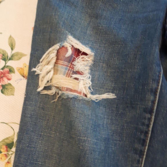 💜 size 26R Gap distressed plaid patched jeans 👖 - Picture 6 of 14